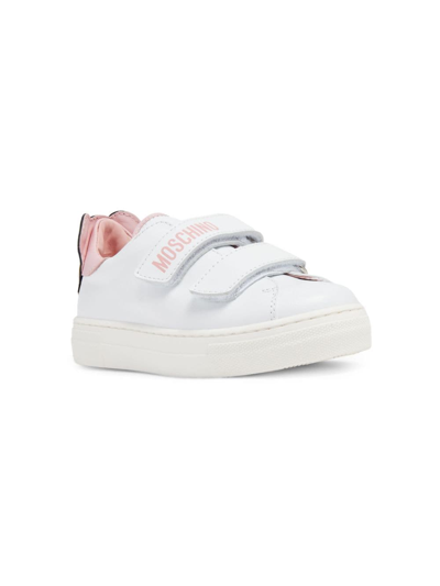Moschino Kids' Teddy Bear Touch-strap Sneakers In White