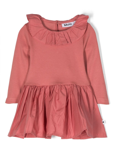 Molo Babies' Ruffle-detailing Cotton Dress In Pink