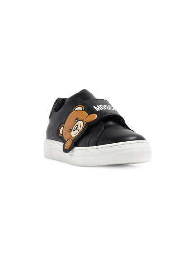 Moschino Kids' Teddy Bear Low Top Sneakers In Black