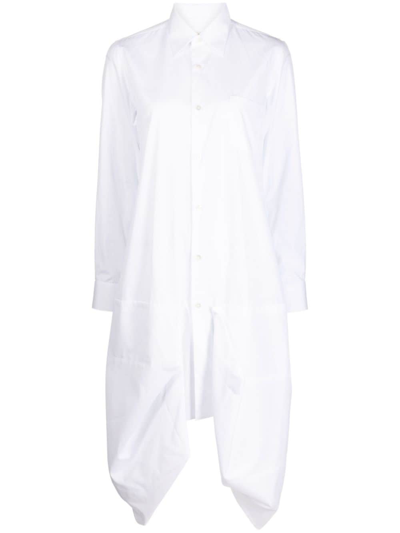 Comme Des Garçons Asymmetric Panel-detailing Midi Shirtdress In White