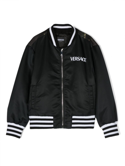 Versace Kids' Graphic-print Bomber Jacket In Black
