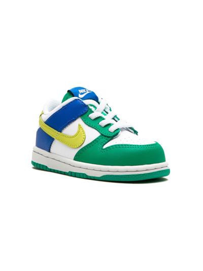 Nike Kids' Dunk Low "green/blue" Sneakers In White