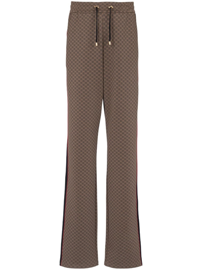 Balmain Monogram-print Track Trousers In Brown