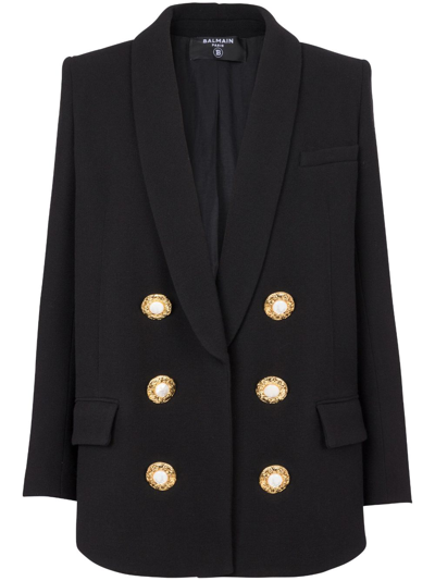 Balmain Button-fastening Double-breasted Jacket In Black