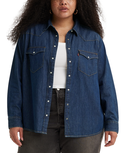 Levi's Plus Size Ultimate Western Cotton Denim Shirt In Smokin Hot