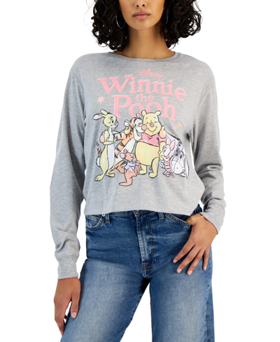 Disney Juniors' Winnie The Pooh Graphic Long-sleeve T-shirt In Heather Grey