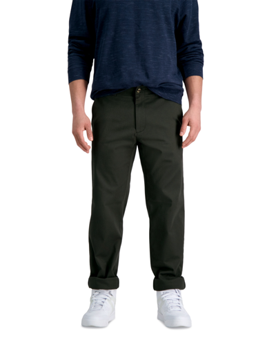 Haggar Men's Slim-fit Life Khaki Comfort Pants In Military Green