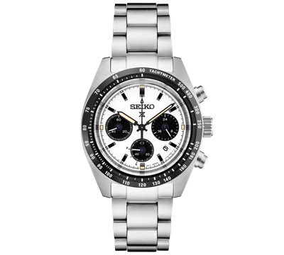 Seiko Men's Chronograph Prospex Speedtimer Solar Stainless Steel Bracelet Watch 39mm In Silver
