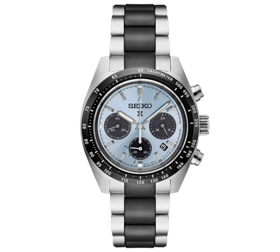 Seiko Men's Chronograph Prospex Speedtimer Solar Two-tone Stainless Steel Bracelet Watch 39mm In Light Blue