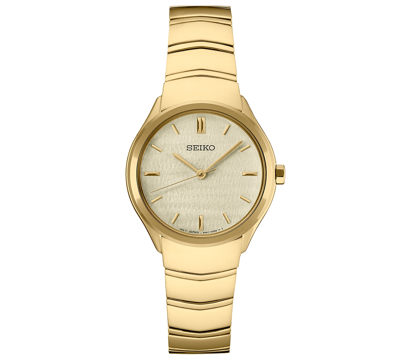 Seiko Women's Essentials Gold-tone Stainless Steel Bracelet Watch 30mm In Champagne