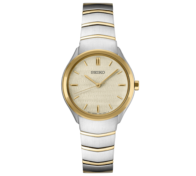 Seiko Women's Essentials Two-tone Stainless Steel Bracelet Watch 30mm In Champagne