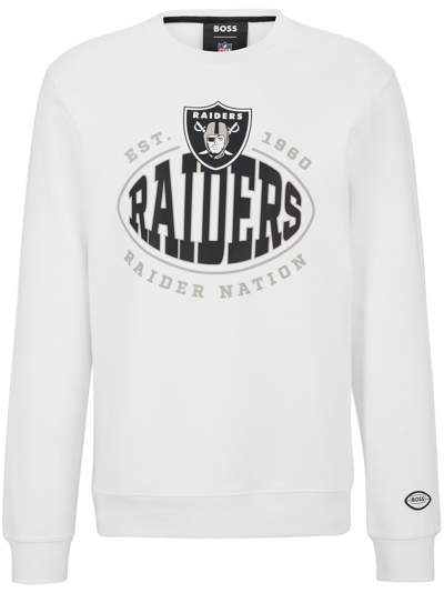 Hugo Boss Boss X Nfl Cotton-blend Sweatshirt With Collaborative Branding In Raiders Natural