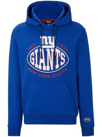 Hugo Boss Boss X Nfl Cotton-blend Hoodie With Collaborative Branding In Giants