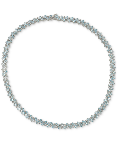 Macy's Sky Blue Topaz (39-3/4 Ct. T.w.) & White Topaz (2-1/8 Ct. T.w.) 18" Collar Necklace In Sterling Silv