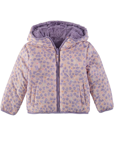 S Rothschild & Co Toddler And Little Girls Quilted Reversible Faux Fur Jacket In Lavender Floral