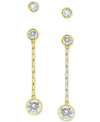 GIANI BERNINI 2-PC. SET CUBIC ZIRCONIA BEZEL STUD & CHAIN DROP EARRINGS, CREATED FOR MACY'S