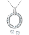 Giani Bernini 2-pc. Set Cubic Zirconia Circle Pendant Necklace & Stud Earrings, Created For Macy's In Silver