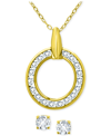 GIANI BERNINI 2-PC. SET CUBIC ZIRCONIA CIRCLE PENDANT NECKLACE & STUD EARRINGS, CREATED FOR MACY'S