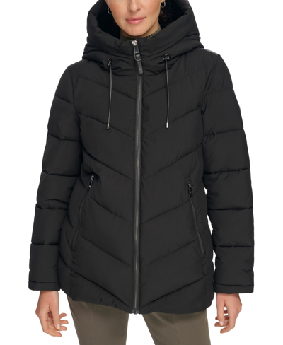 Dkny Women's Hooded Puffer Coat In Ebony