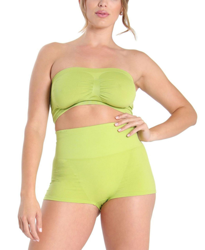 Memoi Women's High-waisted Seamless Shaping Boy Shorts In Dark Citron