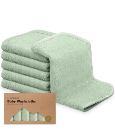Keababies 6pk Deluxe Baby Washcloths, Organic And Soft Baby Wash Cloth, Baby Bath Towel, Face Cloths In Pistachio