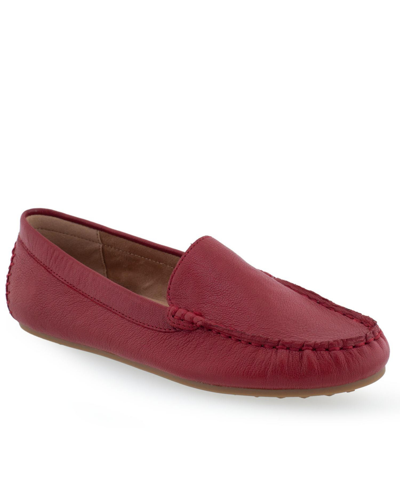 Aerosoles Women's Over Drive Driving Style Loafers In Red Leather