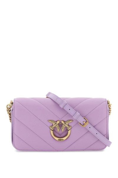 Pinko Mini Love Click Baguette Bag In Leather In Purple