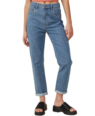 Cotton On Women's Stretch Mom Jeans In Offshore Blue