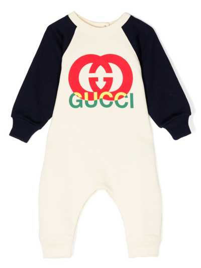 Gucci Baby Boys Ivory Interlocking G Romper In White