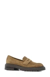 Kenneth Cole New York Fatima Lug Sole Penny Loafer In Caramel Suede