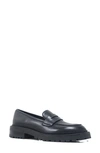 Kenneth Cole New York Fatima Lug Sole Penny Loafer In Black Leather