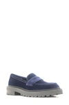 Kenneth Cole New York Fatima Lug Sole Penny Loafer In Navy Velvet