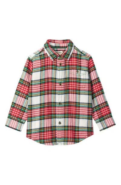 Hatley Kids' Festive Plaid Cotton Flannel Button-up Shirt In Neutral