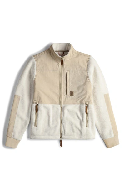 Topo Designs Subalpine Faux Shearling Fleece Jacket In Natural/ Sand