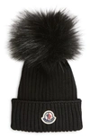 Moncler Kids' Brand-patch Bobble Wool-knit Beanie Hat 4-10 Years In Black