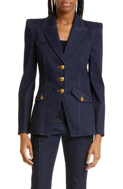 Veronica Beard Anoki Dickey Denim Blazer In Dark Oxford