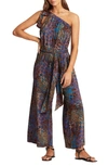 Sea Level One-shoulder Tie Waist Cover-up Jumpsuit In Blue
