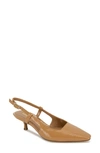 Kenneth Cole New York Martha Kitten Heel Slingback Pump In Camel Patent