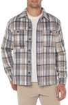 Liverpool Los Angeles Plaid Shirt Jacket In Cream/ Grey Mul