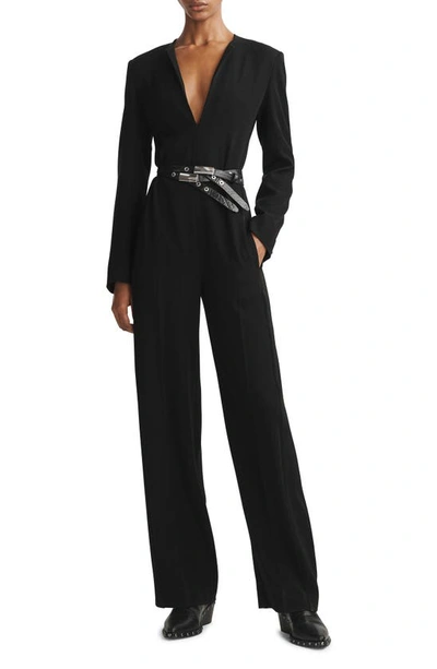 Rag & Bone Sonia Long-sleeve Japanese Crepe Jumpsuit In Black