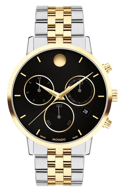 Movado Museum Classic Chronograph, 42mm In Black/two-tone