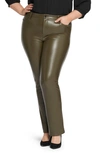 Nydj Plus Size Artificial Leather Marilyn Straight Pants In Ripe Olive