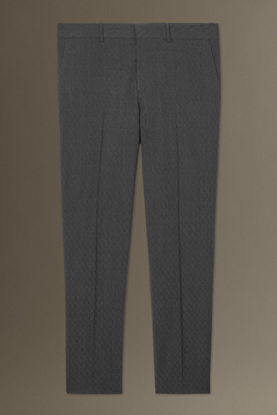 Cos Wool-jacquard Trousers - Slim In Grey