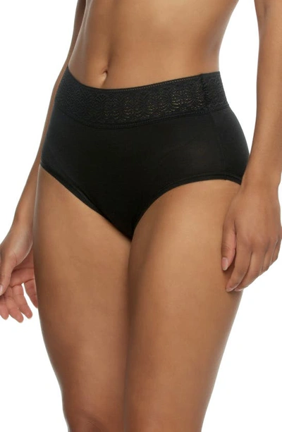 Felina Serene 3-pack Lace Trim Briefs In Black