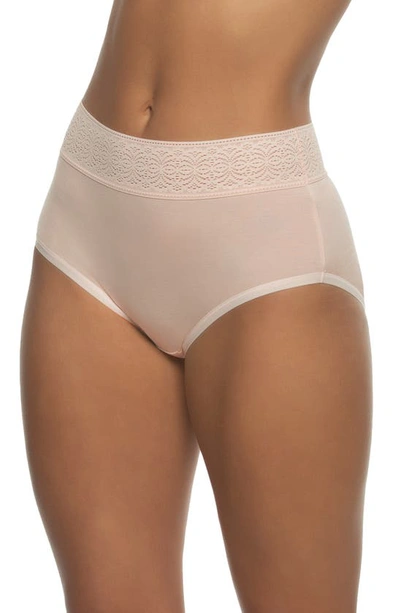 Felina Serene 3-pack Lace Trim Briefs In Peach Blush