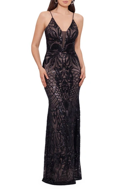 Betsy & adam sequined gown best sale