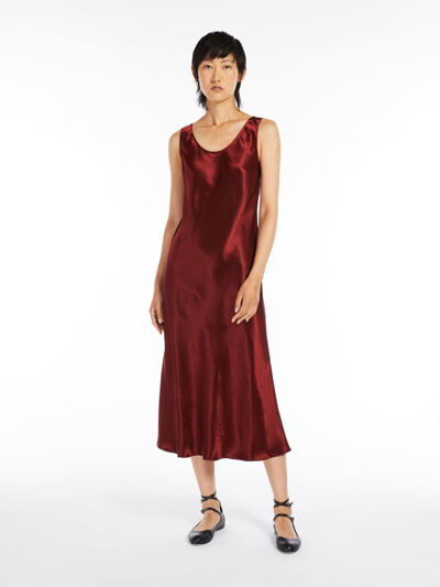 Max Mara Leisure Talete Crinkled-satin Midi Dress In Brick Red