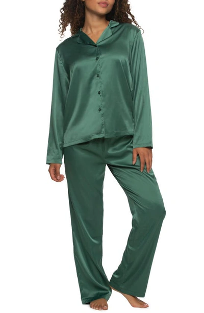 Felina Elysees Satin Pajamas In Dark Forest