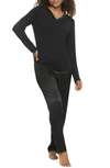 Felina Elysees Satin & Jersey Pajamas In Black