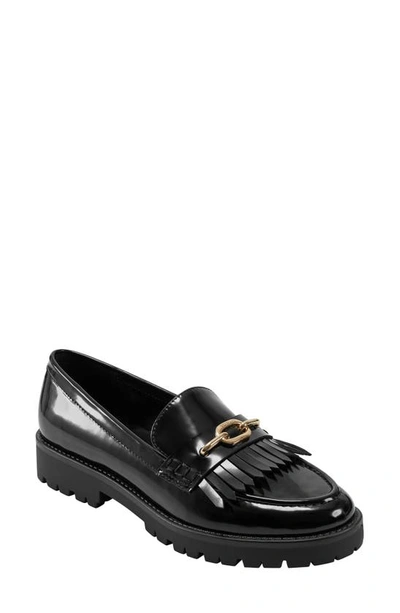 Bandolino Women's Florida Slip-on Kilt Detail Lug Sole Loafers In Black